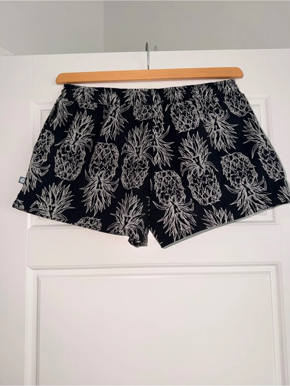 Lauren James Black Shorts with White Pineapple Print